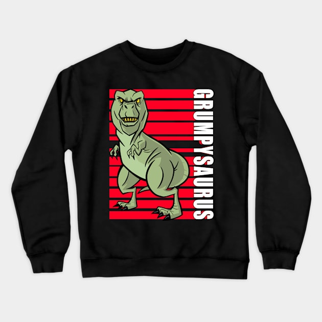 Grumpy Dinosaur Crewneck Sweatshirt by SiegfriedIlligDesign